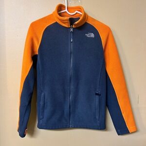 The North Face Boys Fleece Jacket Full Zip Orange Blue L(14/16) Kids Coat